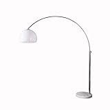 invicta INTERIOR Große Bogenlampe Lounge Deal weiß Marmor Fuß Stehlampe Bogenleuchte ausziehbar...