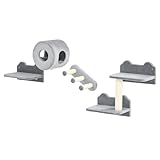PawHut 4PCs Wand-Kratzbaum, Wand-Katzenmöbel mit Plattformen, Stufen, Kratzbaum, Sitzstange,...