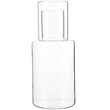 GETAJGHSD Glas Wasserkaraffe 1,1L mit Becher Robustes Glas für Poolpartys und Schlafzimmer...