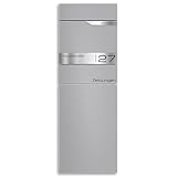 Metzler Standbriefkasten freistehend in RAL 9007 Graualuminium aus Stahl mit Zeitungsfach -...