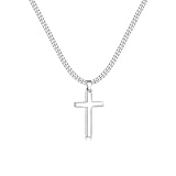 Zinvefa Kreuz Kette Herren Edelstahl Anhänger Kreuz Halskette Silber/Schwarz/Gold,Anhänger 15 *...