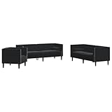 vidaXL Chesterfield Sofa Set mit Nackenrollen 3-TLG., Sofagarnitur mit Kissen, Sitzgruppe für...