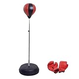 HOMCOM Punchingball Set 125-145cm Höhenverstellbar Boxstand mit Ständer Boxbirne Boxhandschuhen...