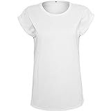 Build Your Brand Ladies Extended Shoulder Tee, XL, White