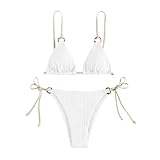 Generisch Badeanzug Damen Zweiteiler Bikini-Set mit Dreieck Cup Spaghettiträger Bademode Neckholder...