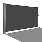 HOMEDEMO Seitenmarkise ausziehbar, 200 x 400+20 cm Anthrazit, Sichtschutz Sonnenschutz Markise,...