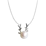 Westliche Halskette, Silberkette für Teenager Mädchen Silber Sterling Silber Pearl geformtes...