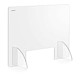 Uniprodo UNI-PPG01 Spuckschutz 95 x 65 cm Acrylglas transparent Durchreiche 45 x 15 cm Stecksystem...