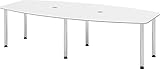 Bümö Konferenztisch oval 280x130 cm großer Besprechungstisch in Weiss, Besprechungstisch mit...