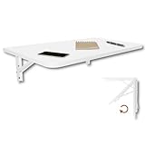 KDR Wandklapptisch 70x40 cm Weiß mit abgerundeten Ecken – Klappbarer Tisch zur Wandmontage –...