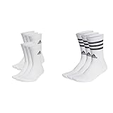 adidas Unisex Cushioned Sportswear Crew Socks 6 Pairs, White/Black, 46-48 & Unisex 3 Stripes Crew...