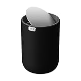 EKO Mini Tischmülleimer mit deckel, 1,5 L Kosmetikeimer Schwarz, Kleiner Tischabfalleimer für Bad,...