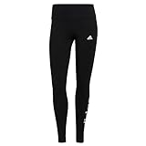 adidas Damen Essentials High-Waisted Logo Leggings, Black / White, S