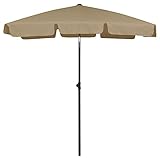 Owoxanthellate Strandschirm Taupe 200x125 cm UV-beständiges Polyester mit Kippmechanik, Mast 28/32...