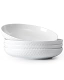 NUTRIUPS Salatteller 500ml, 20x4cm Frühstücksteller, Keramik Dessertteller, Kuchenteller Weiss, 4...