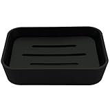 PARSA Beauty Seifenschale schwarz – rutschfeste Seifenablage mit Rubber Finish – stilvolles &...