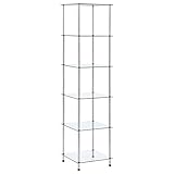 Mokuyary Regal mit 6 Ablagen Transparent 40x40x160 cm Hartglas Schwerlastregal Kellerregal...