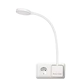 ENUOTEK Weiß LED Steckdosenlampe Steckerleuchte, 4W 350Lm LED Wand Leselampe Bett Schwanenhals...