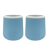 Smikkels Silikon Kinderbecher Set mit 2 offenen Übungsbechern Blau