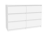 VBChome Kommode mit 3 Schubladen Weiß 120 x 39 x 81 cm Grifflose Schubladenkommode Holz...