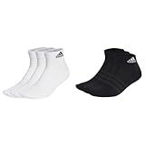 adidas Unisex Cushioned Sportswear 3 Pairs Knöchelsocken, White/Black & Unisex Cushioned Sportswear...