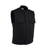 Leatherick Herren schwerer Denim motorradfahrer Weste mit Concealed Carry Arms schwarz L