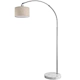 MONZANA® Bogenlampe Stoffschirm Marmorfuß 150-175 cm Höhenverstellbar Fußschalter Schwenkbar E27...