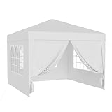 Wiltec Pavillon 3 x 3 m in Weiß mit UV-Schutz 50+, Gartenpavillon mit abnehmbaren Seiten, Partyzelt...