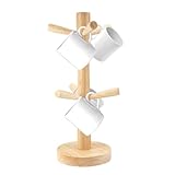 TESSTSY Tassenständer Holz, Hölzerne Tasse Rack mit 6 Haken, Brezelständer Holz, Tassenhalter aus...