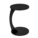 Luxora® Beistelltisch C Form mit Rollen, Runder Sofatisch in Schwarz, Kleiner Side Table,...