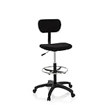 hjh OFFICE 671004 Arbeitsstuhl mit Fußring TOP Work 05 Stoff Schwarz Counterstuhl Drehstuhl mit...
