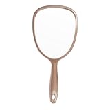 PARSA BEAUTY Handspiegel oval 14,5 x 11,5 cm (Champagner) – Handspiegel mit Griff in ergonomischem...