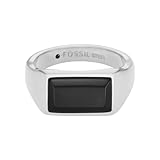 Fossil Herren-Siegelring All Stacked Up Achat schwarz, JF046030408
