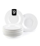 Home4You Suppenteller Tiefteller Salatteller 12er Set - Knochenporzellan - Weiß -...