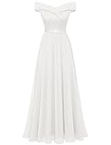 Bbonlinedress Sommerkleid Damen Abendkleid lang Elegant Cocktailkleid Schulterfrei Spitze Chiffon...