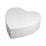 Rayher Pappmaché-Box Herz, mit Deckel, weiß, 30 cm ø, Höhe 10 cm, Herzbox, Herzdose, Karton,...