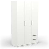 Demeyere Armoire Dressing Avec Penderie Moderne 3 Portes 2 Tiroirs 4 Niches – Coloris Blanc Mat -...