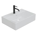 HAGO24 | Waschbecken Keramik 515x360x130mm | eckig | Überlauf | Wandmontage | Aufsatzwaschbecken |...