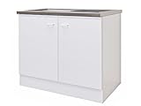 Flex-Well Smart Möbel Spülenunterschrank mit Arbeitsplatte & Spüle - 100 cm breit - Weiß -...