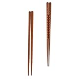 Toyvian 2 Paare Japanische Essstäbchen aus Naturholz mit Handgefertigter Spitze und Gravur...