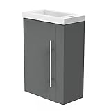 Gäste WC Waschbecken mit Unterschrank 45 cm Breit 1 Soft-Close Türen Waschbeckenunterschrank Klein...