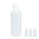 Relaxdays 10028643 Quetschflasche, 4er Set, 1000 ml, für Saucen, Spritzflasche zum Befüllen,...