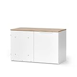 Vicco Eckkommode Wido, Regal mit Türen, Weiß/Sonoma, 80 x 50 cm mit Tür