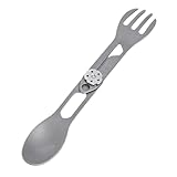 Sghtil Titanium Spork, Titan-Besteck 2-in-1 Klappbarer Löffel und Gabel, tragbares Campingbesteck...