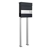 Briefkasten Manufaktur Design Standbriefkasten Kant Edition mit Zeitungsfach - Elegance 1...