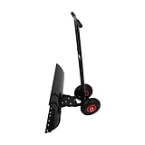 KIMISS Schneeschaufel mit Schieberad und Verstellbarem Griff – Kaltgepresstes Eisen,...