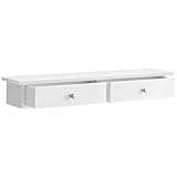 SONGMICS Wandregal, Schweberegal mit 2 Schubladen, bis 15 kg belastbar, 15 x 65 x 10 cm, für Flur,...