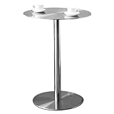 Failjierue Runder Stehtisch aus Edelstahl, hoch, Cocktail-Bistro-/Pub-Esszimmer-Stil für Terrasse...