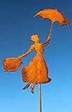 Bornhöft Gartenstecker Mary Poppins Metall Rost Gartendeko Edelrost rostiger Beetstecker (118cm)
