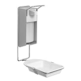 1x ARNOMED Desinfektionsspender mit Tropfschale, Aluminium Seifenspender für 500ml, Seifenspender...